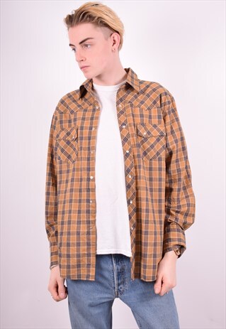 WRANGLER MENS VINTAGE SHIRT LARGE MULTI CHECK 90'S