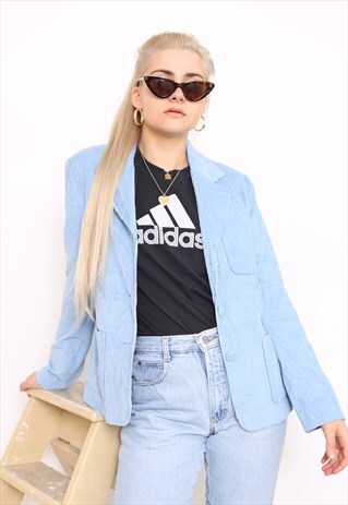 VINTAGE 90S BABY BLUE CORD BLAZER JACKET