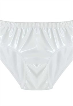 White PVC Elasticated Full Bum Panties Underwear Knickers