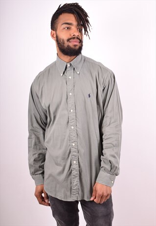 POLO RALPH LAUREN MENS VINTAGE SHIRT LARGE KHAKI 90S