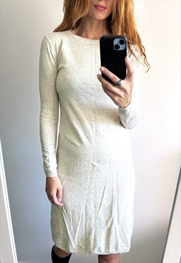 Close Fitting Tight Knit Light Minimal Midi Dress M