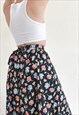 VINTAGE 80S HIGH WAIST FLORAL ALLOVER BOW TIE BACK SKIRT XS