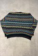 VINTAGE ABSTRACT KNITTED CARDIGAN 3D PATTERNED KNIT SWEATER