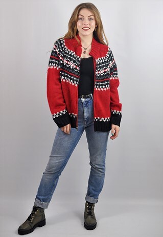 VINTAGE NORDIC ICELANDIC OVERSIZE PATTERNED CARDIGAN