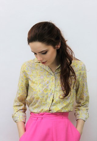 VINTAGE 1970S YELLOW PAISLEY PRINT SKIRT