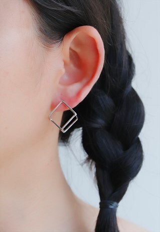 STERLING SILVER GEOMETRIC STUD EARRINGS