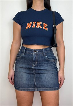 Reworked Nike Navy 90s Baby Tee Crop Top