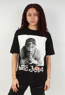 "Vintage 2pac poetic justice black graphic t shirt