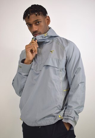 VINTAGE 90S PUMA GREY TEAL 3/4 ZIP HOODIE
