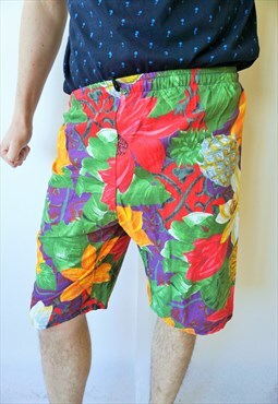 Vintage Beach Trunks Hawaiin Swim Wear Shorts Boho Pants