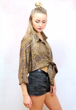 1980S VINTAGE LEOPARD PRINT WITH PURPLE OVERSIZED SHIRT