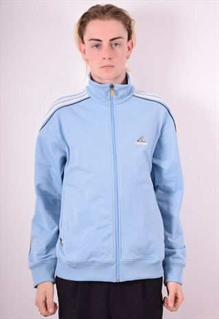 ADIDAS MENS VINTAGE TRACKSUIT TOP JACKET LARGE BLUE 90S