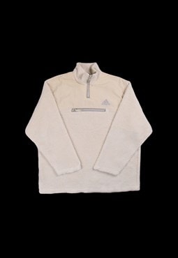 Vintage Adidas Embroidered 1/4 Zip Sherpa Fleece in Cream
