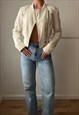 Vintage fitted faux leather jacket in creamy white