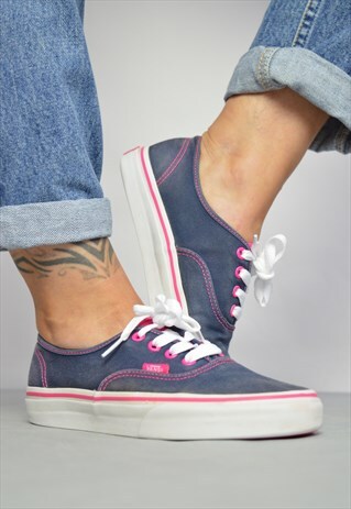 VINTAGE 90S VANS NAVY SKATE SHOES TRAINERS SNEAKERS GRUNGE