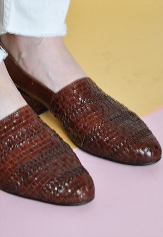90S WOVEN LEATHER SANDALS
