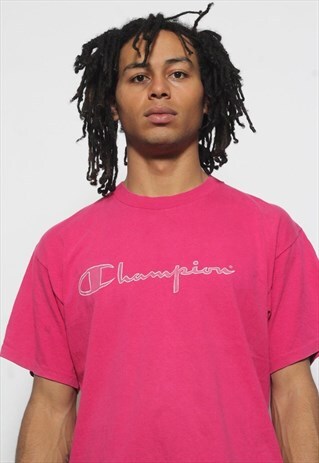 VINTAGE CHAMPION LOGO T-SHIRT PINK