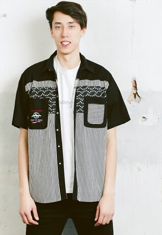 VINTAGE 90S MONOCHROME PATTERNED SHIRT