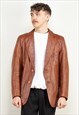 Vintage 70's Men Leather Blazer Jacket in Brown