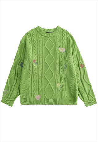KALODIS FLORAL EMBROIDERY CASUAL KNITTED SWEATER