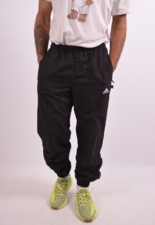 ADIDAS MENS VINTAGE TRACKSUIT TROUSERS MEDIUM BLACK 90S