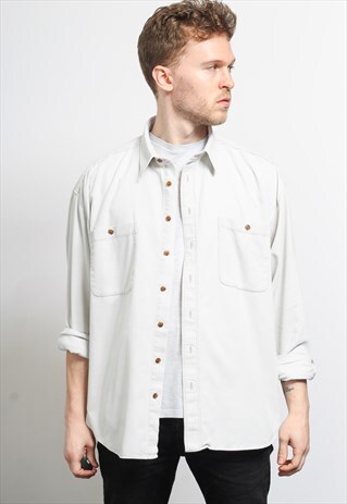 VINTAGE CORDUROY CORD SHIRT WHITE