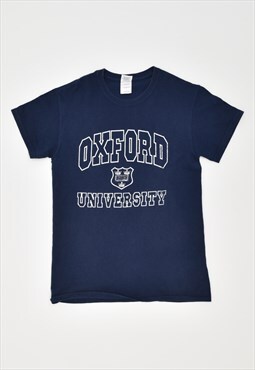 Vintage 00's Y2K Oxford University T-Shirt Top Navy Blue