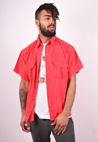 MENS VINTAGE SHIRT MEDIUM RED 90'S