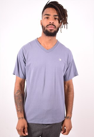 CHAMPION MENS VINTAGE T-SHIRT TOP LARGE GREY 90S