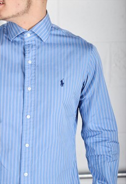 Vintage Polo Ralph Lauren Shirt Blue Long Sleeve Medium