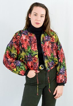 Vintage 90s floral bomber jacket in multi colour M