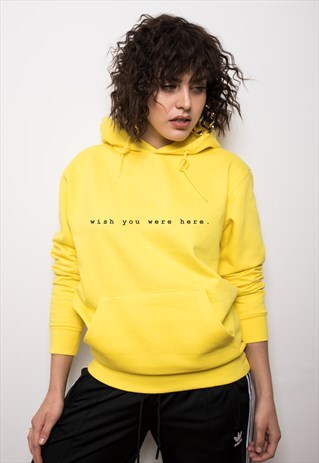 OVERSIZE YELLOW HOODIE "WISH YOU WERE HERE"