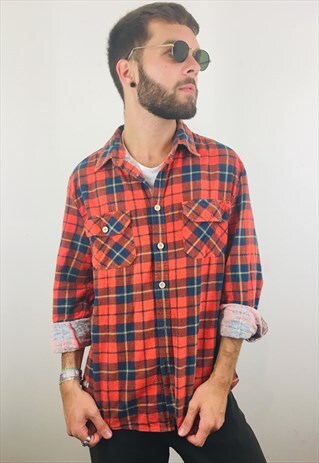 VINTAGE CHECK FLANNEL SHIRT