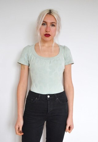 AZZEDINE ALAIA MINT GREEN POLK DOT BODYSUIT