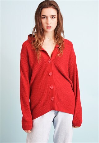 90'S RETRO OVERSIZED KNIT MOMS CARDIGAN