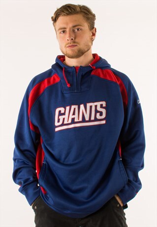 VINTAGE NEW YORK GIANTS BLUE RED HOODIE PULLOVER