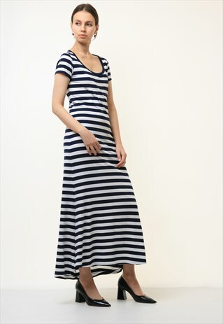 00S POLO RALPH LAUREN STRIPED MAXI COTTON DRESS 4733