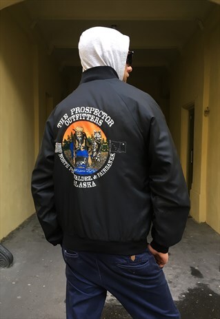 VINTAGE 90' UNIQUE BOMBER BLACK UNISEX VINYL JACKET
