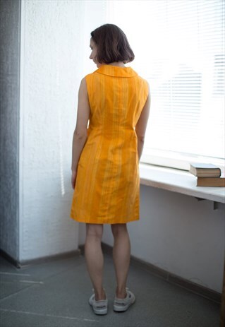VINTAGE 60'S YELLOW/ORANGE MINI SLEEVELESS DRESS
