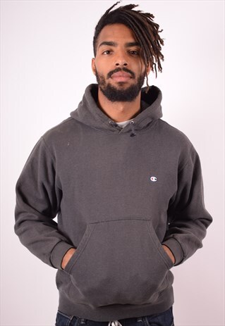 CHAMPION MENS VINTAGE HOODIE JUMPER SMALL GREY 90S