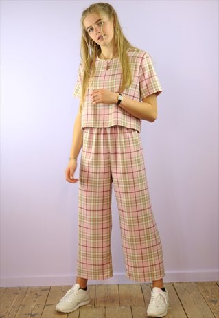 PINK TARTAN CROP PANTS AND BOX TOP CO-ORD