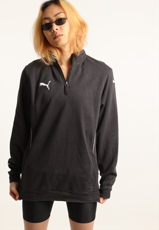 VINTAGE PUMA EMBROIDERED LOGO 1/4 ZIP SWEATSHIRT