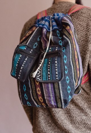 VINTAGE 70S' FUNKY CANVAS UNISEX BACKPACK