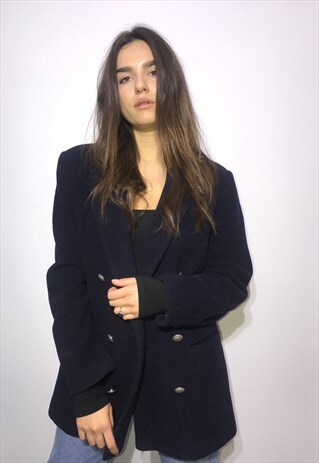 VINTAGE 90' OLDSCHOOL UNIQUE BLUE CASHMERE CASUAL JACKET