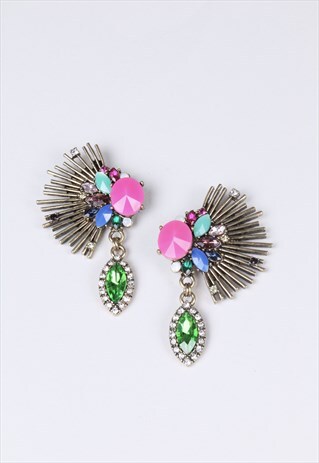 OVERSIZED EARNINGS WITH CRYSTAL MULTICOLOURED STONES