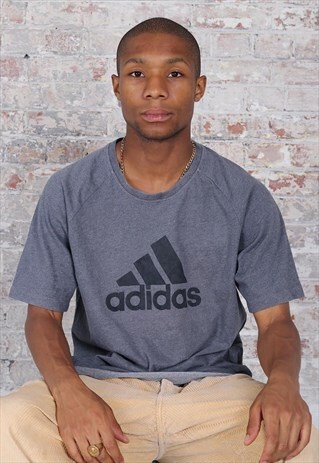 VINTAGE ADIDAS BIG LOGO 3 STRIPE T-SHIRT BLACK