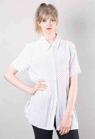 VINTAGE 80S POLKA DOT PATTERNED LONG SHIRT
