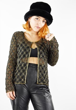 VINTAGE STENAY SILK EMBELLISHED BEADED CROPPED SEQUIN JACKET