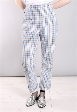 VINTAGE 90S CHECK HIGH WAISTED TROUSERS