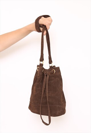 VINTAGE REWORKED BROWN SUEDE BUCKET BAG